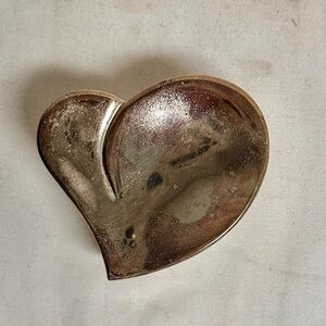 Vintage Abstract Heart-Shaped Silverplated Trinket Dish